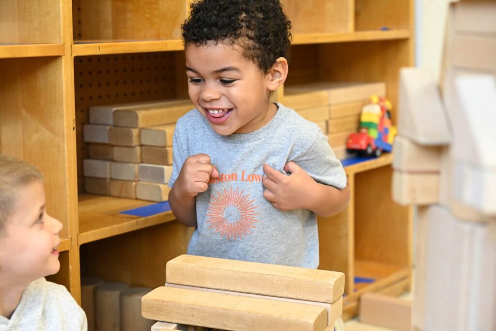 Ethical Culture Fieldston School Fieldston Lower students enjoy the kindergarten block corner