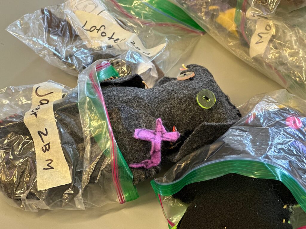 Students stuffies sit on counter in Fieldston Lower classroom.