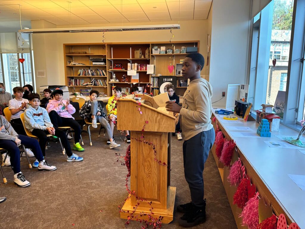 Ethical Culture Fieldston School Middle School Students assemble for Love is Love poetry reading