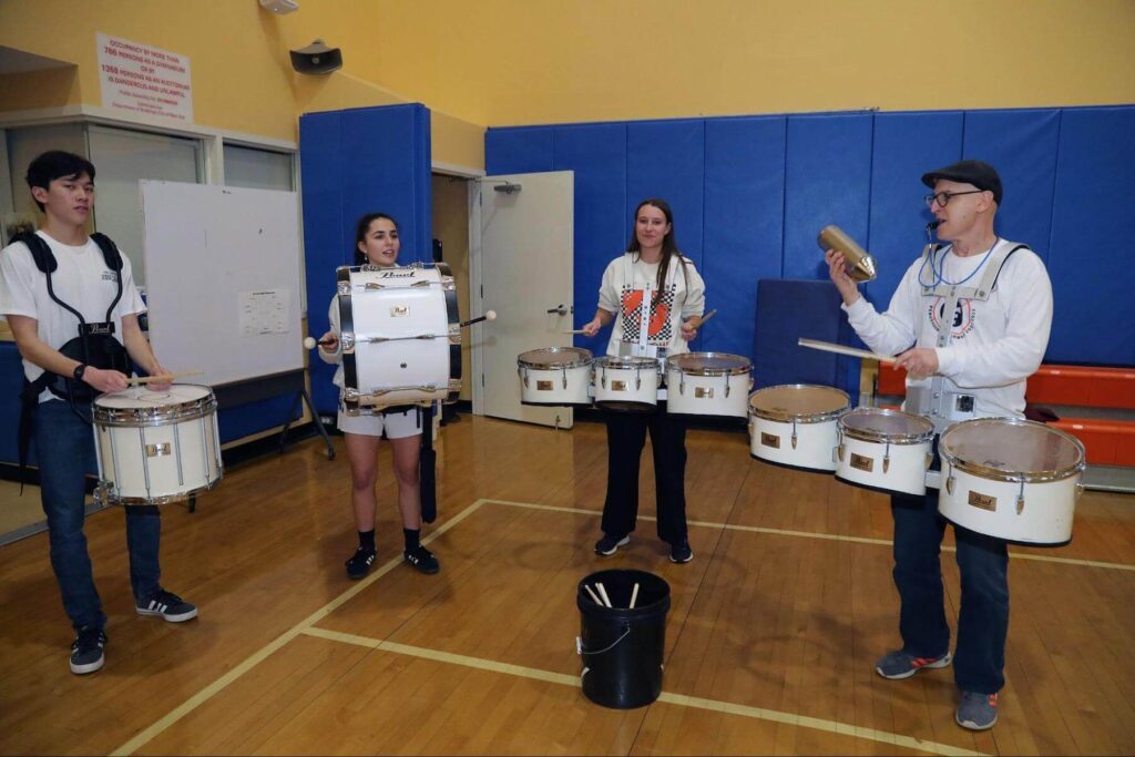 Ethical Culture Fieldston School pep band plays at Winterfest.
