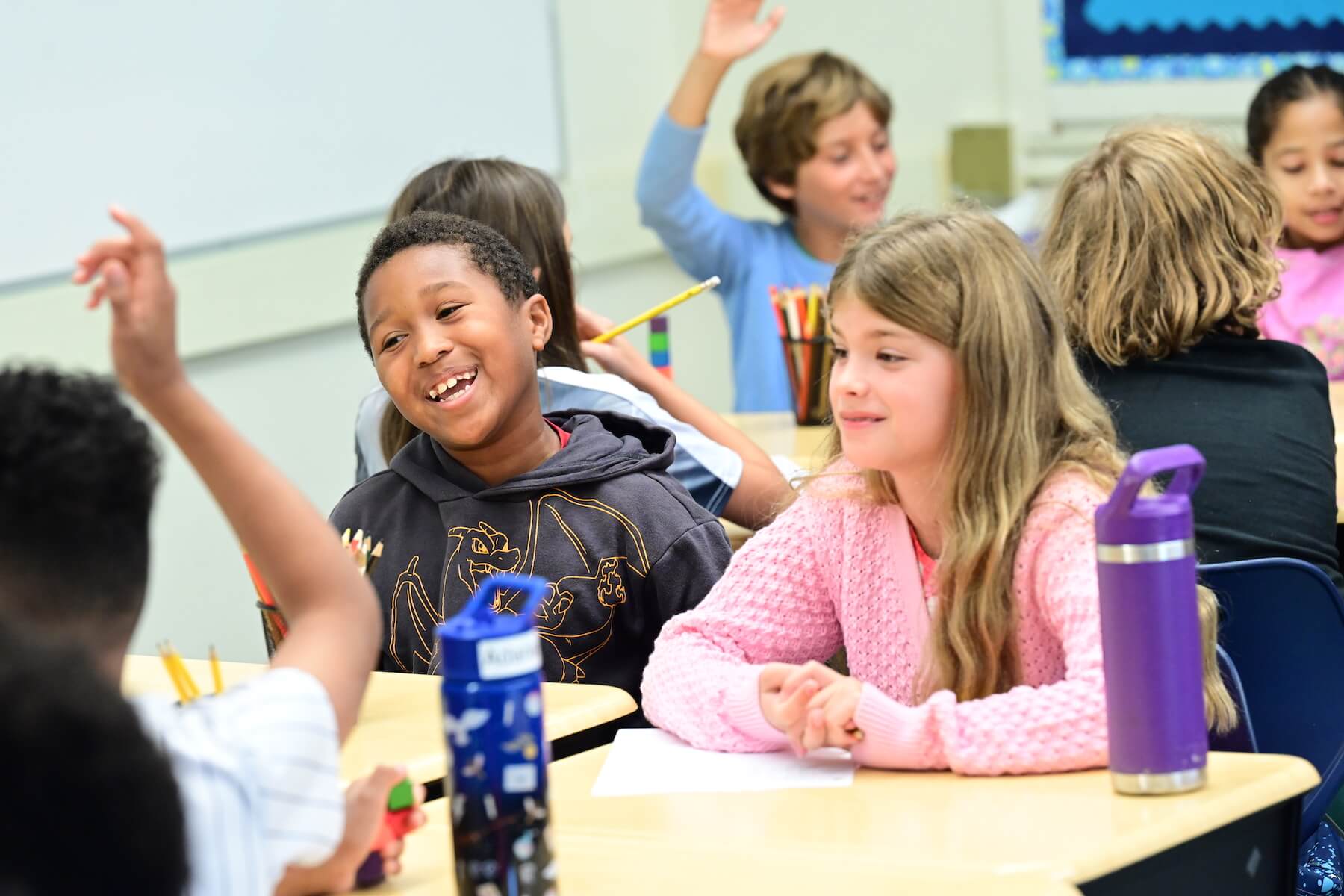 Two Ethical Culture Fieldston School 4th Graders in class on the first day of school